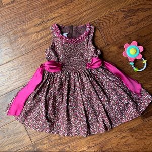 Bonnie Jean pink and brown floral print dress